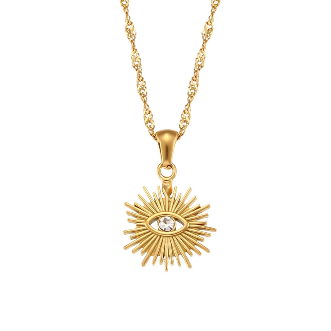 Ensemble Occhio: Collier + Bague Ajustable (Plaqué Or)