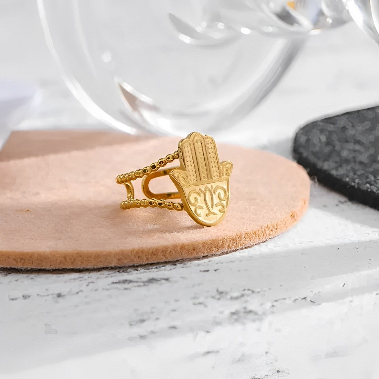 Bague Main de Fatima Hamsa (Plaqué Or)