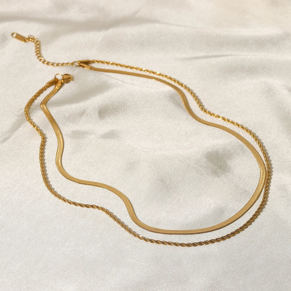 Collier Mix Maille et Tressé (Plaqué Or)