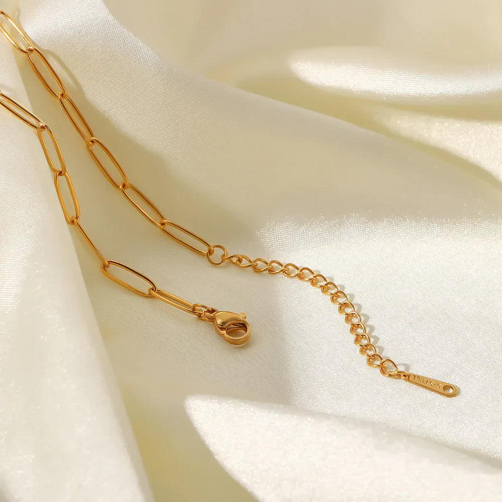 Collier à Chaîne Longue avec Maillons (Plaqué Or)