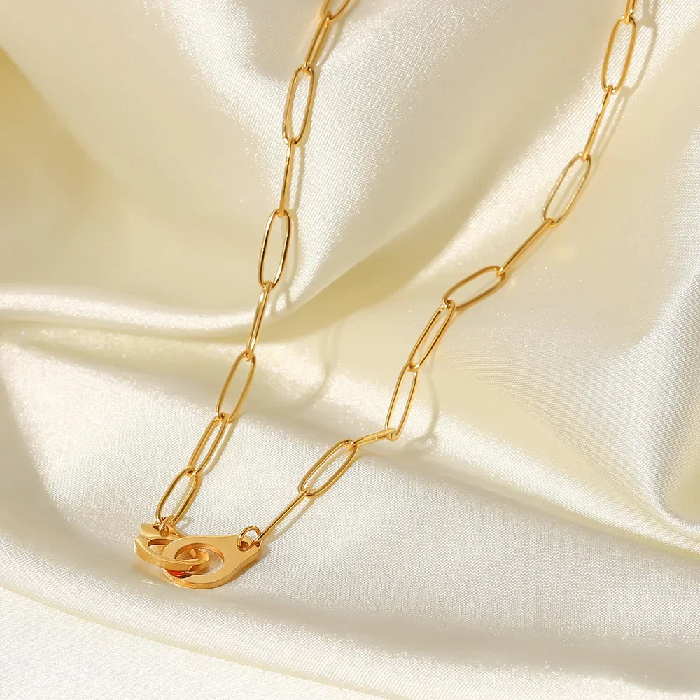 Collier à Chaîne Longue avec Maillons (Plaqué Or)