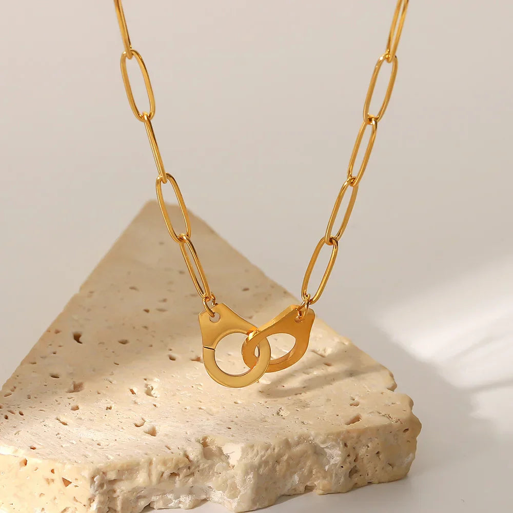 Collier à Chaîne Longue avec Maillons (Plaqué Or)
