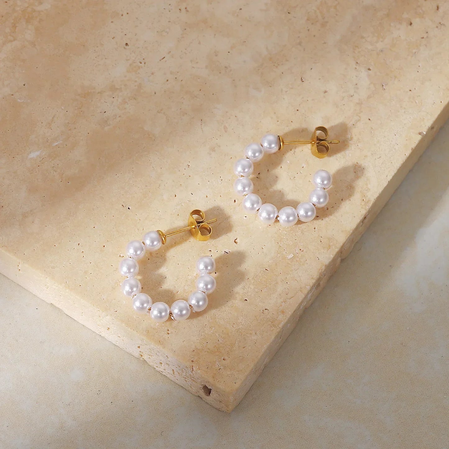 Boucle d'oreille en perles (Plaqué Or)