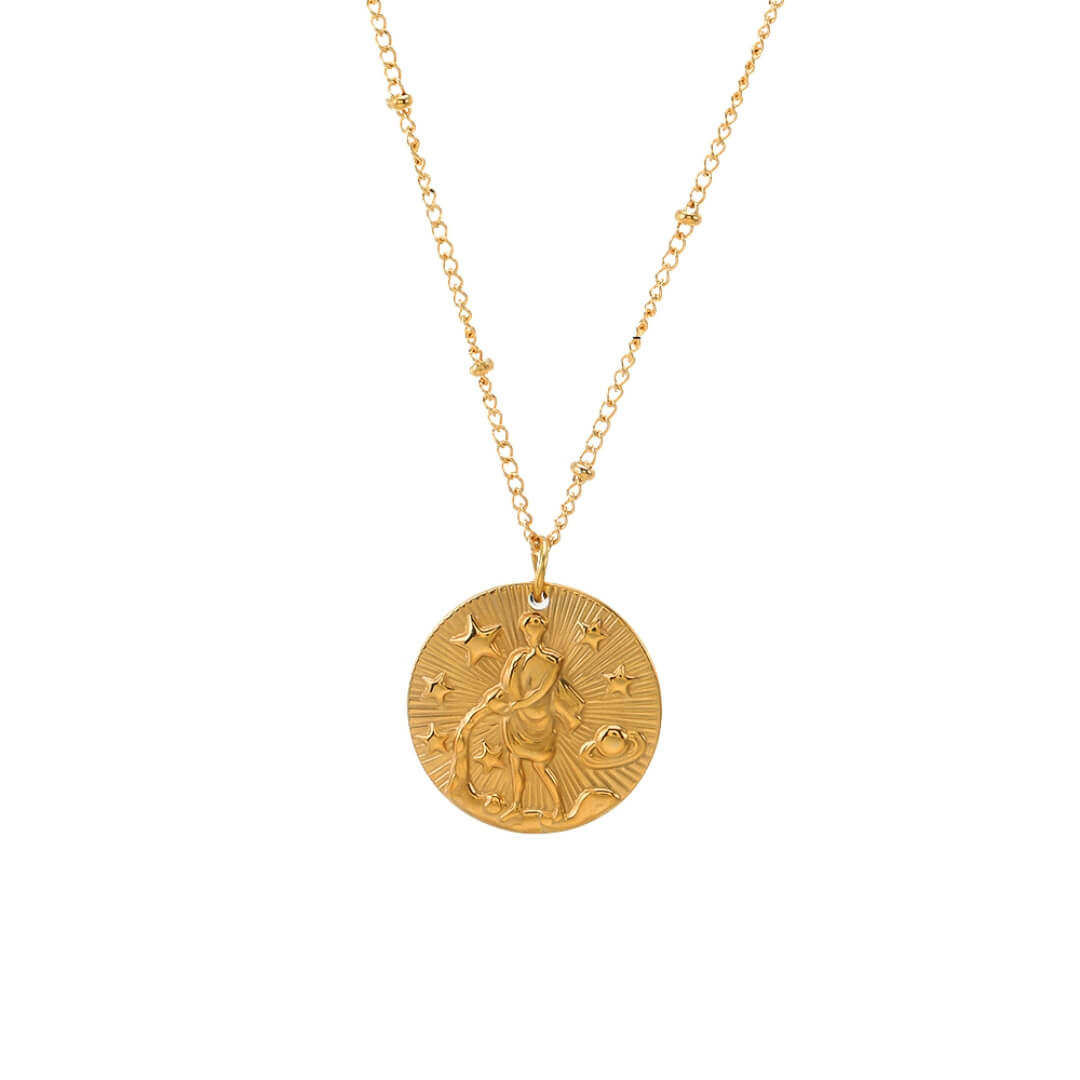 Collier du Zodiaque avec Symboles des Constellations (Plaqué Or)
