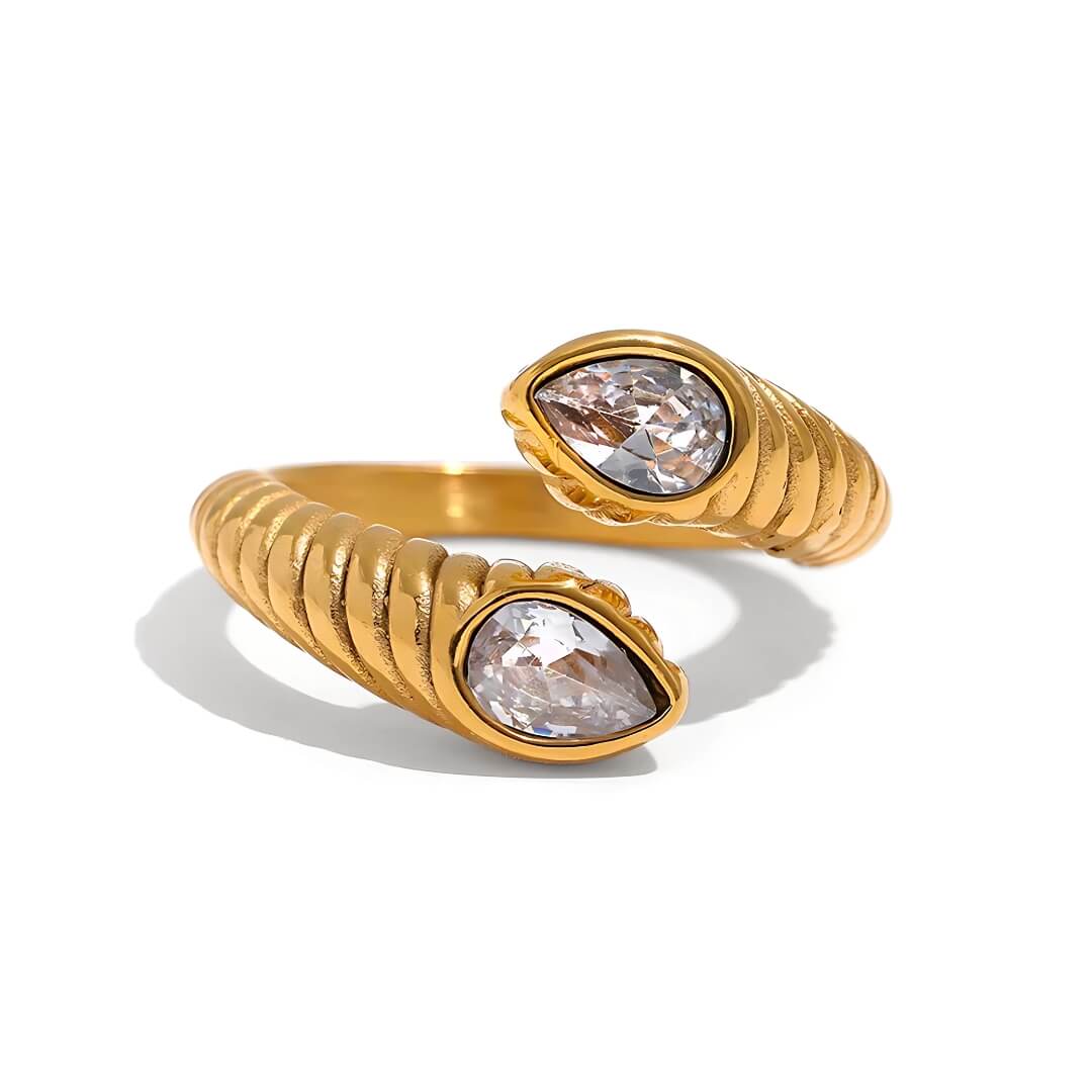 Bague Snake Ajustable avec Zirconia (Plaqué Or)
