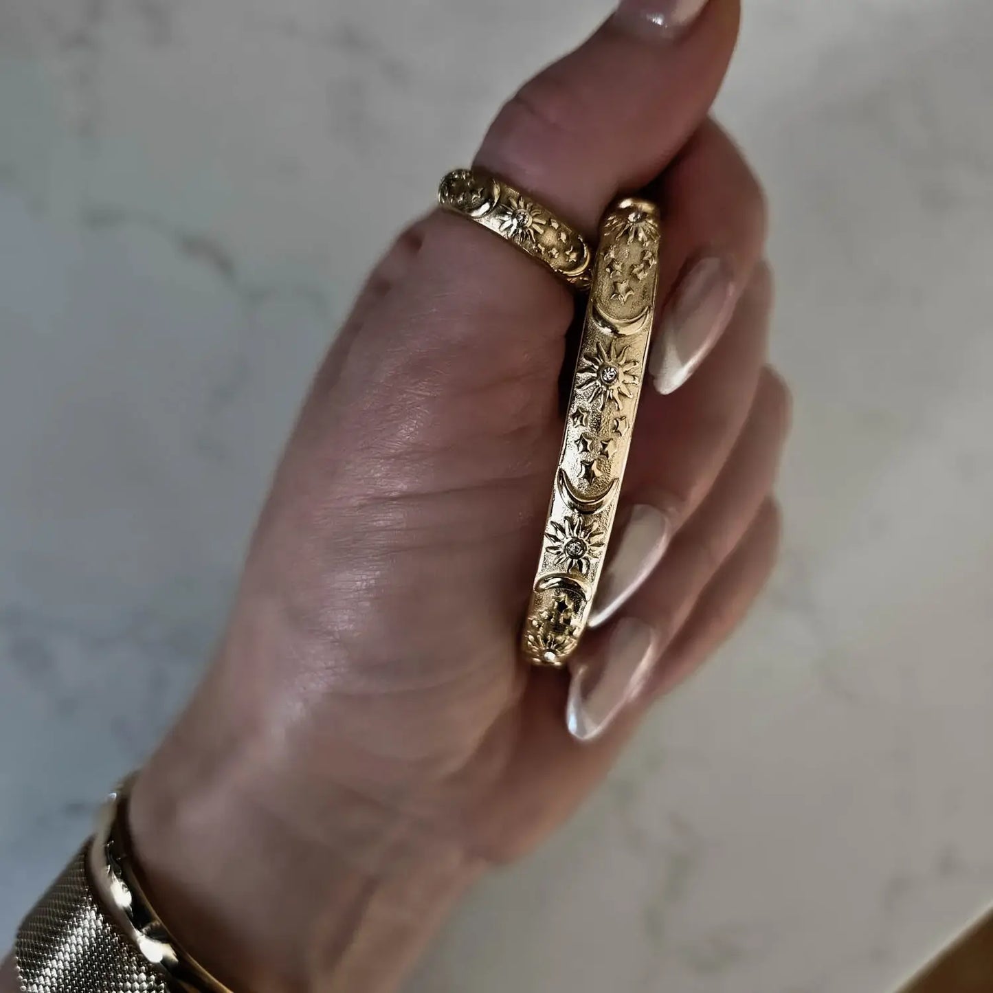 Bracelet Céleste Soleil et Lune (Plaqué Or)