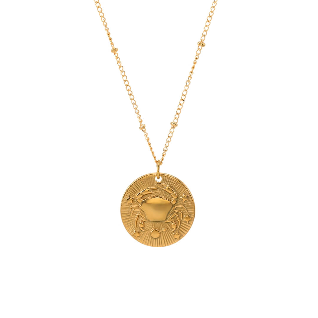 Collier du Zodiaque avec Symboles des Constellations (Plaqué Or)