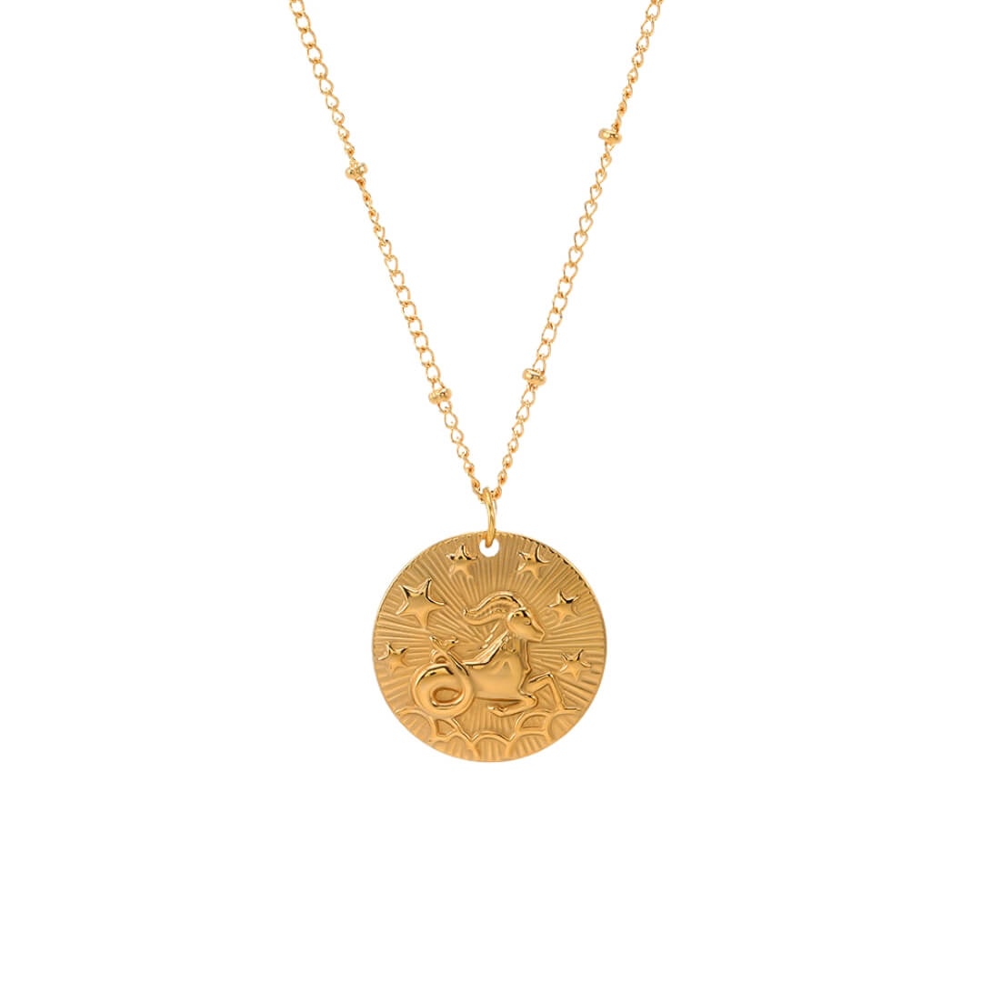 Collier du Zodiaque avec Symboles des Constellations (Plaqué Or)