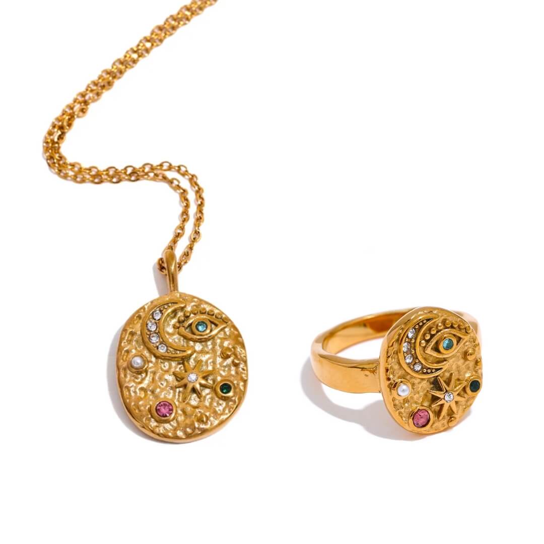 Ensemble Marseille: Collier + Bague (Plaqué Or)