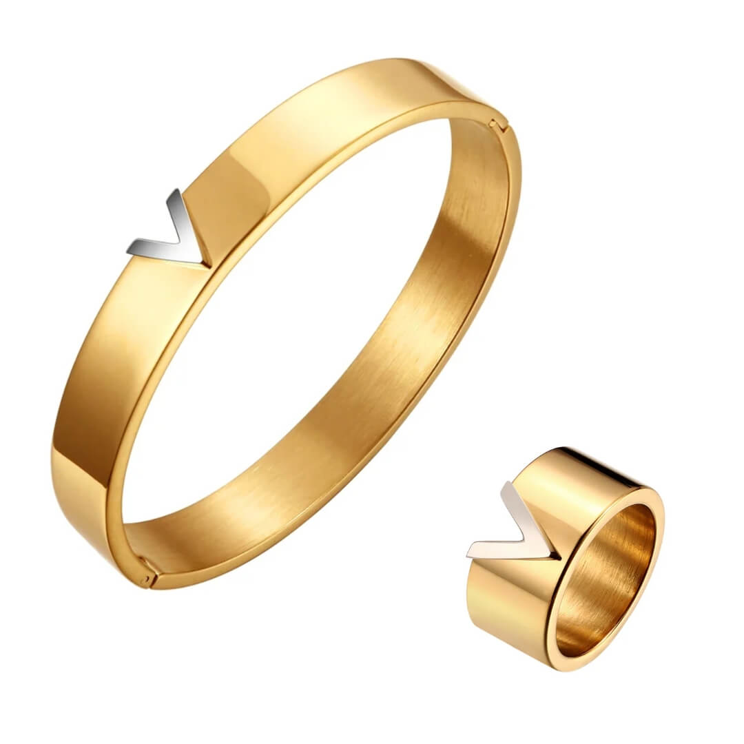 Ensemble Vivace: Bracelet + Bague (Plaqué Or)