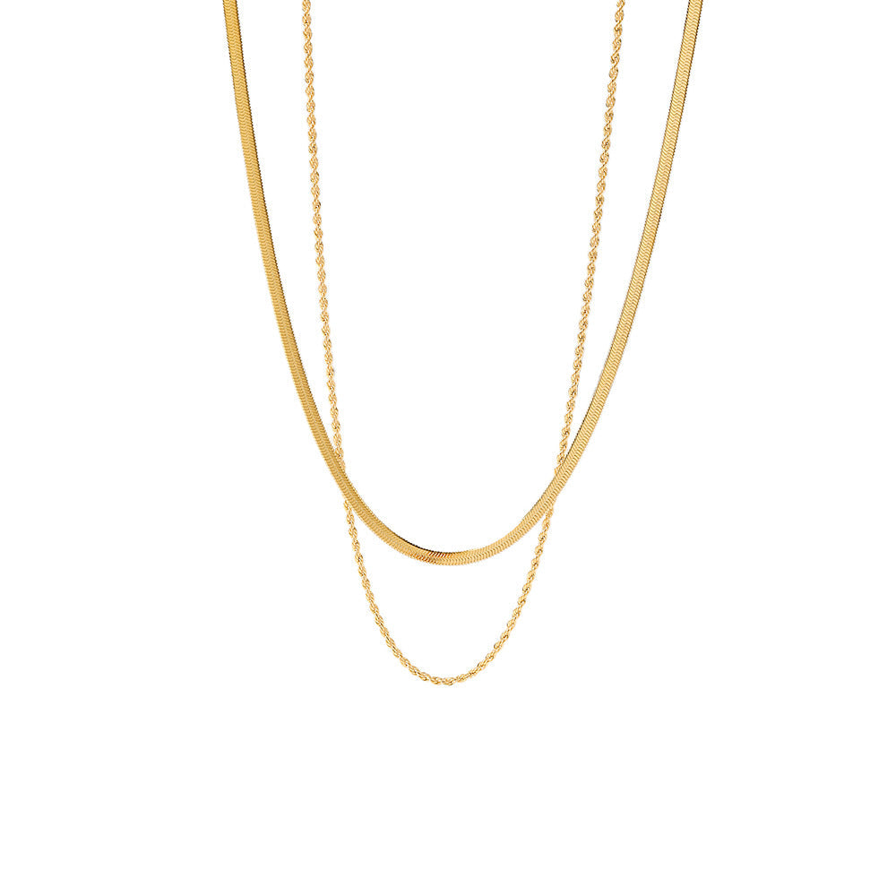 Collier Mix Maille et Tressé (Plaqué Or)