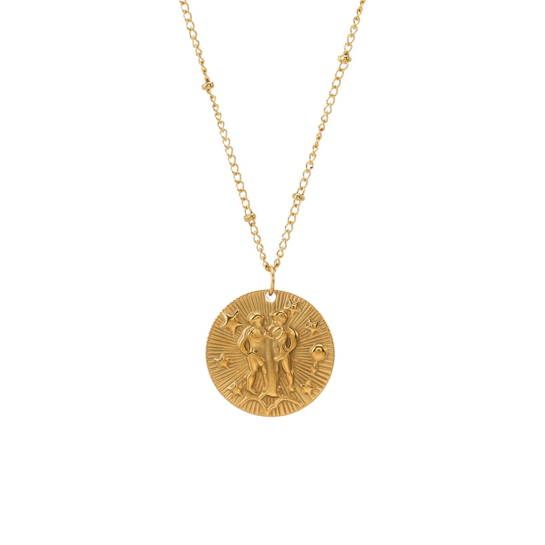 Collier du Zodiaque avec Symboles des Constellations (Plaqué Or)
