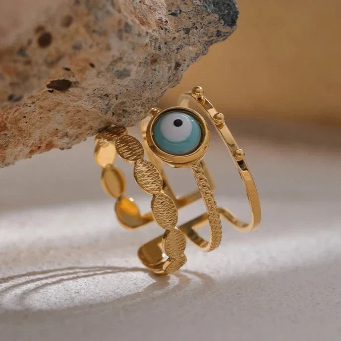 Bague Oeil Turc Aphrodite (Plaqué Or)