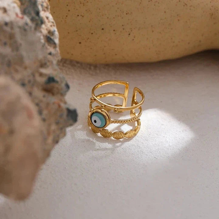 Bague Oeil Turc Aphrodite (Plaqué Or)