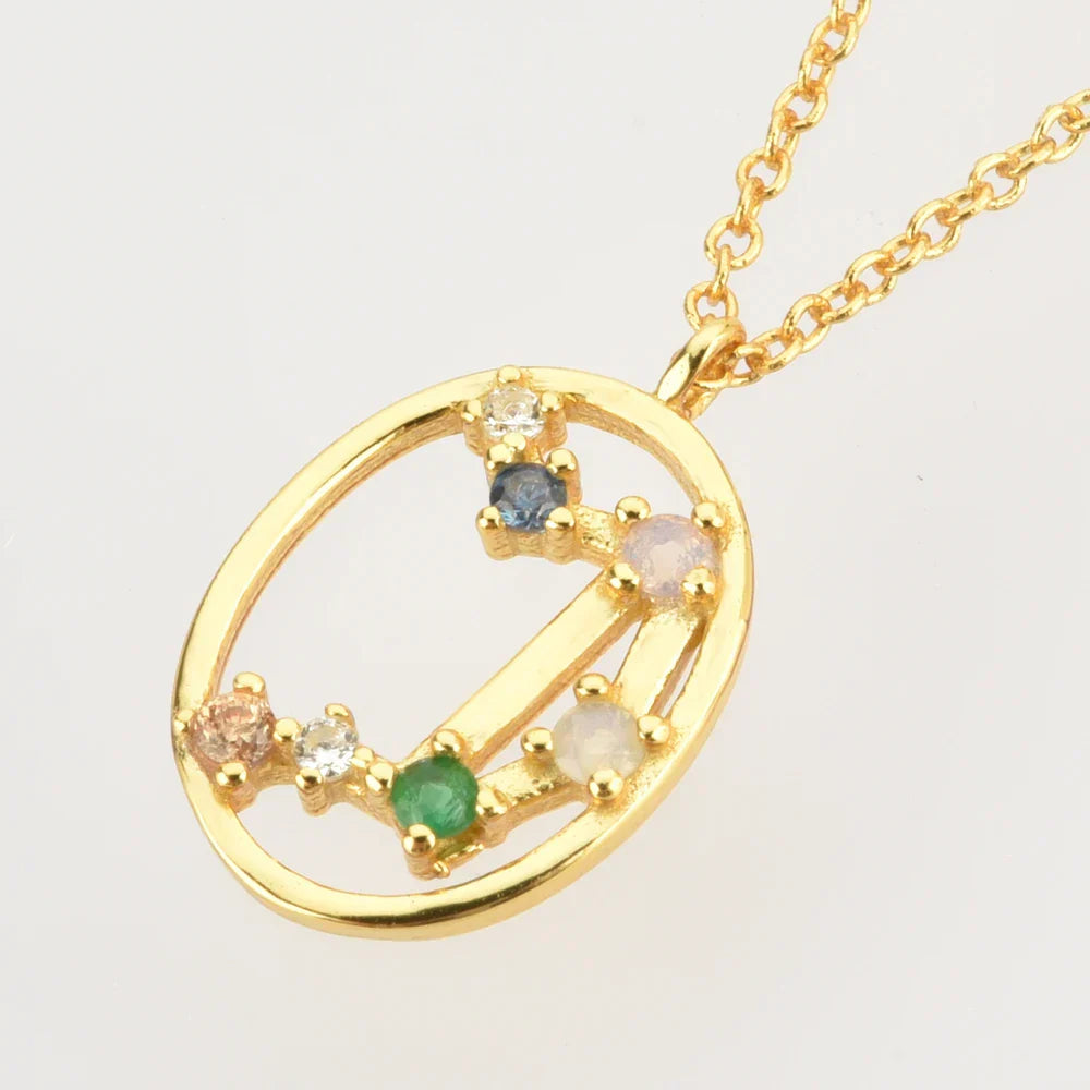 Collier Constellations du Zodiaque Zircon coloré (Plaqué Or)