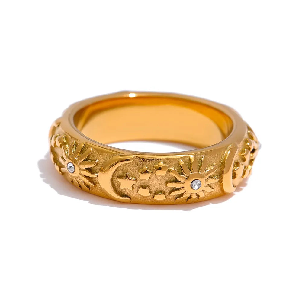 Ensemble Céleste: Bracelet + Boucle d'oreille + Bague (Plaqué Or)