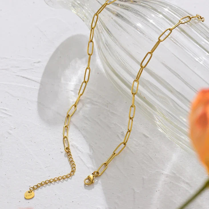 Collier en Perles Rustiques avec Maillons (Plaqué Or)