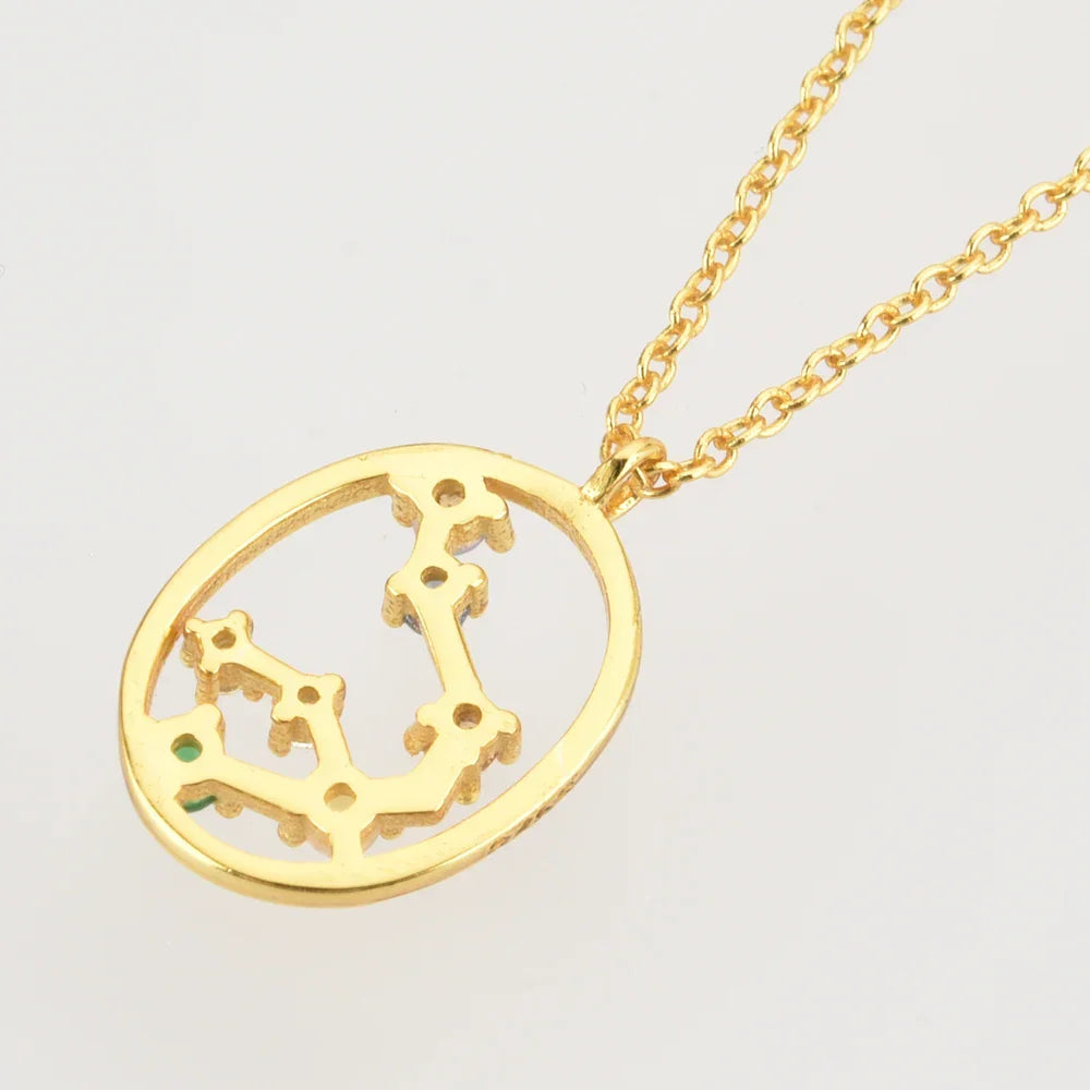 Collier Constellations du Zodiaque Zircon coloré (Plaqué Or)