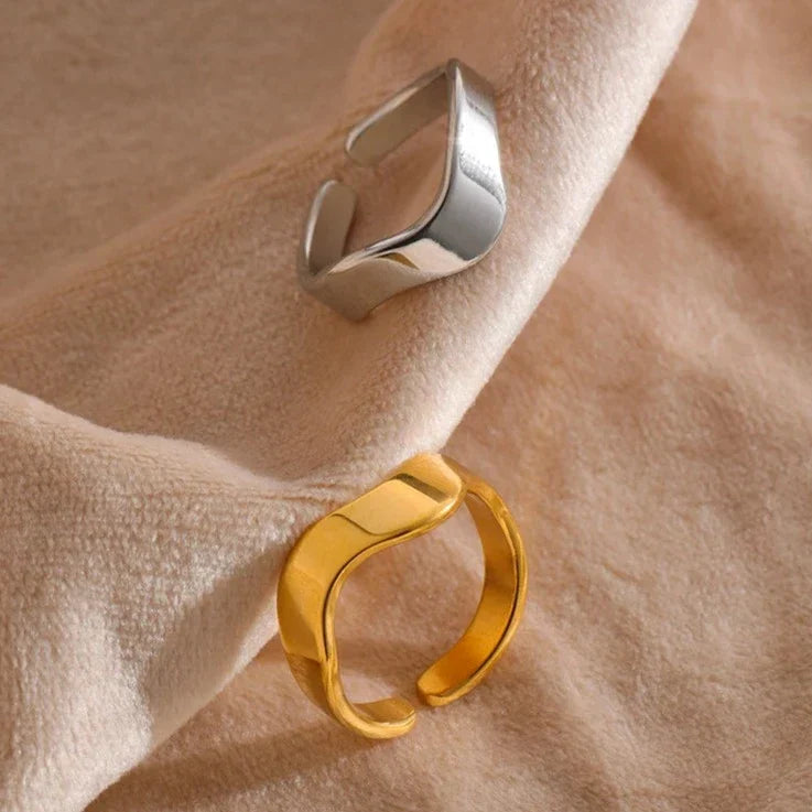 Bague Ondes Lucca Ajustable (Plaqué Or)