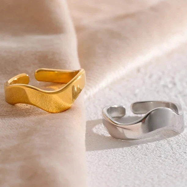 Bague Ondes Lucca Ajustable (Plaqué Or)