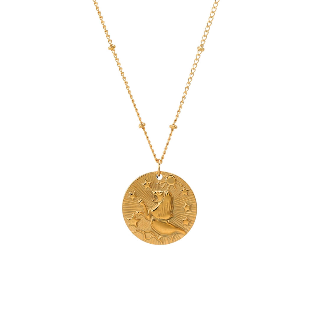 Collier du Zodiaque avec Symboles des Constellations (Plaqué Or)