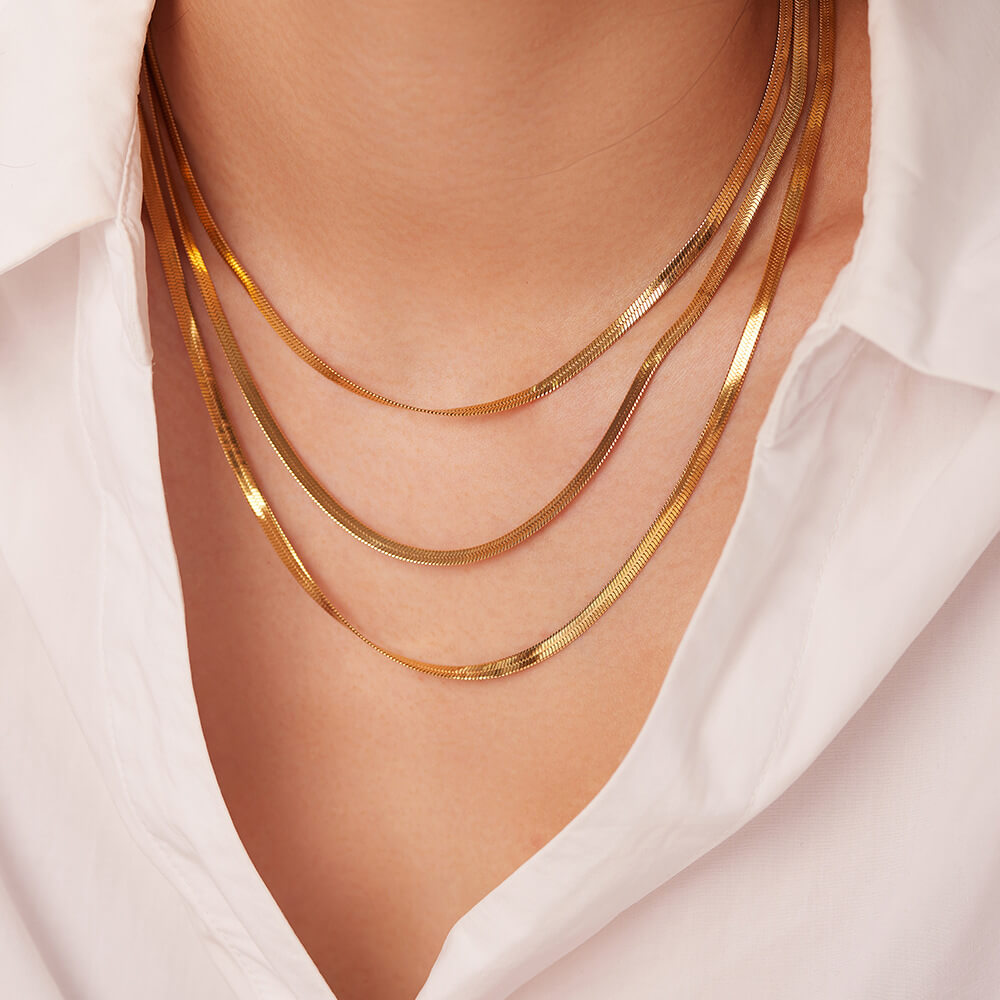 Collier en Maille à Triple Couche (Plaqué Or)