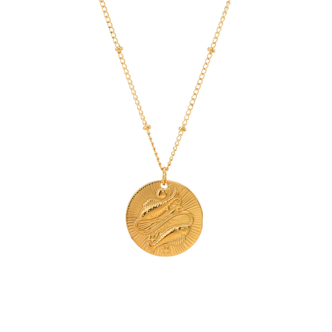 Collier du Zodiaque avec Symboles des Constellations (Plaqué Or)