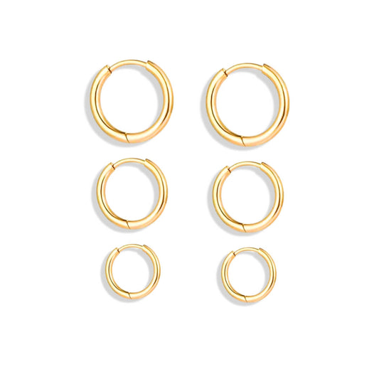 Boucles d'oreilles Créoles Trio (Plaqué Or)
