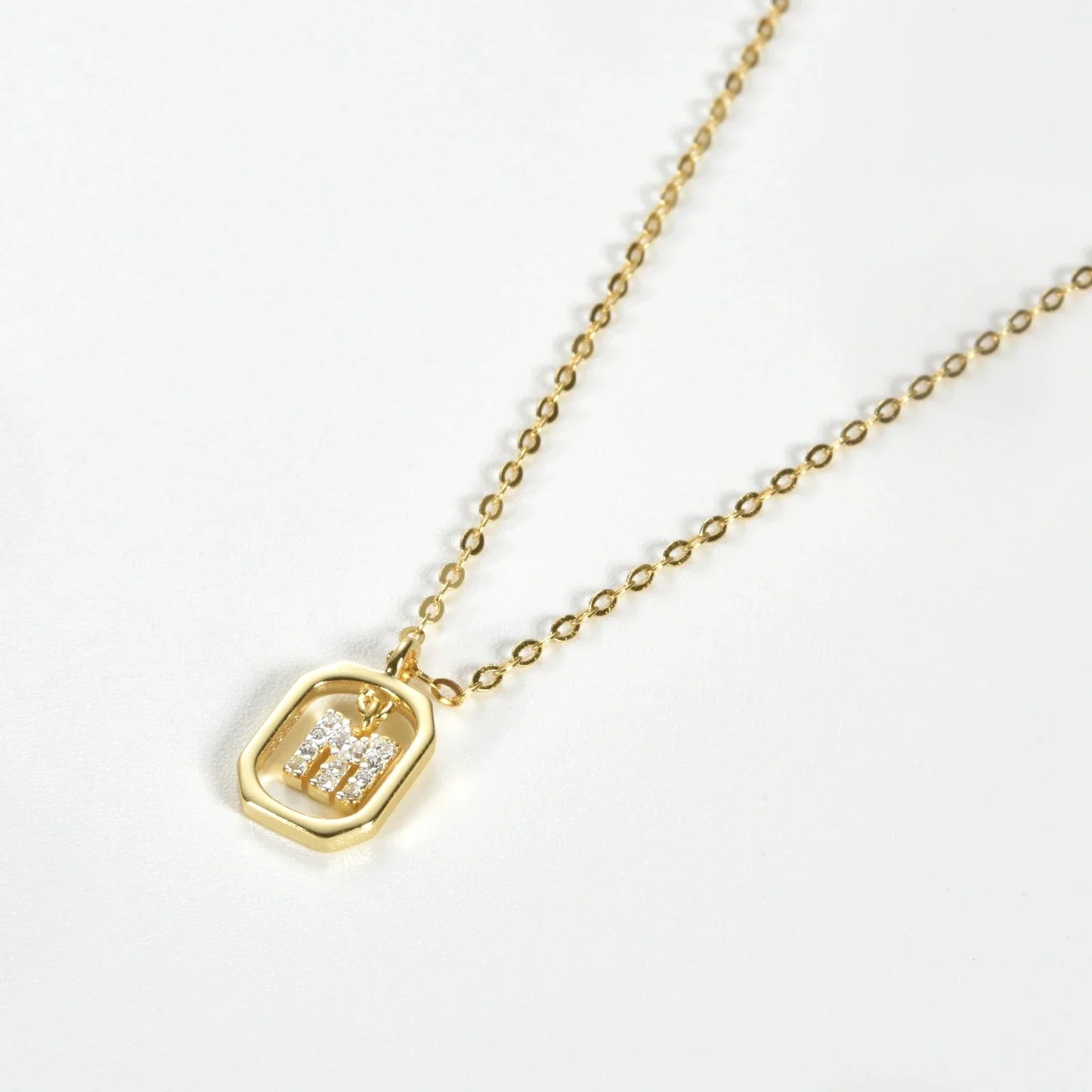 Collier Initiales avec Zirconium (Plaqué Or)