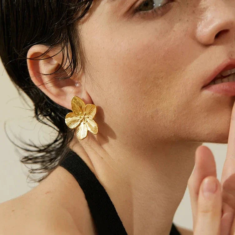 Boucles d'oreilles Fleur de Cerisier (Plaqué Or)