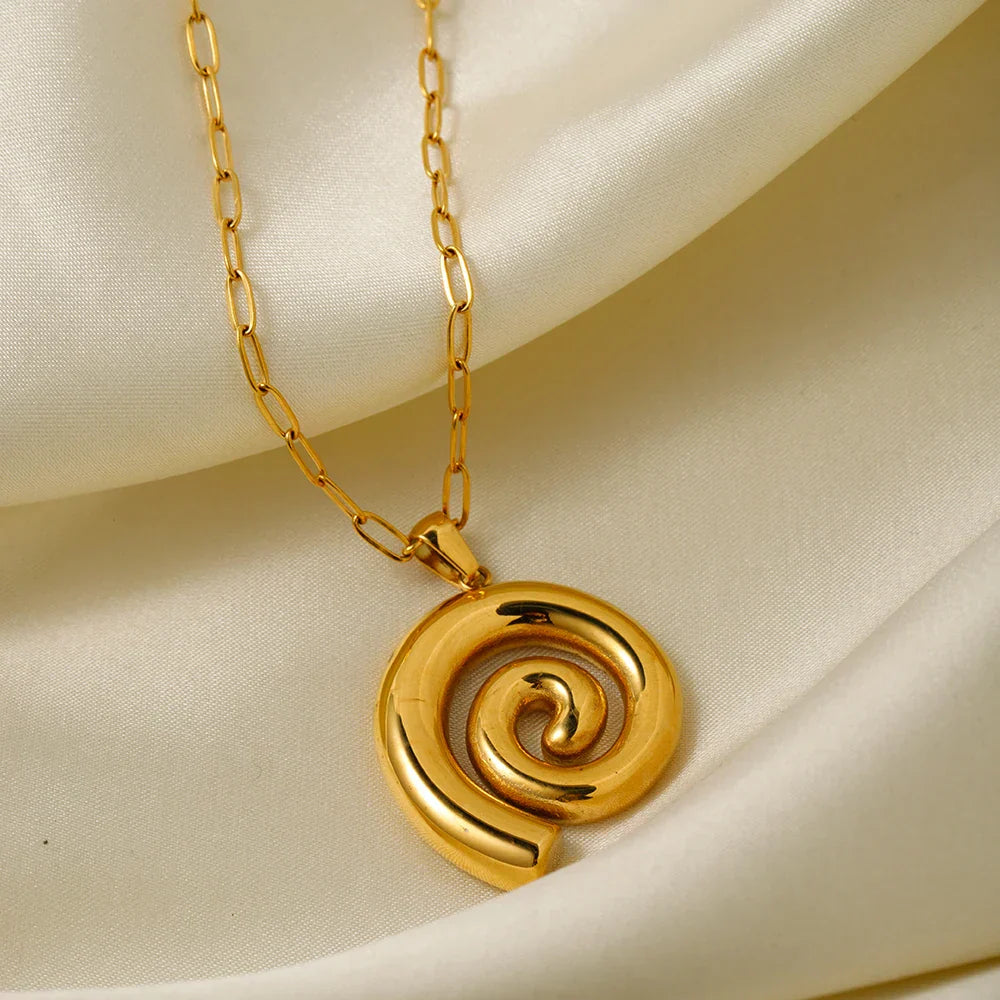 Collier Pendentif Spirale Audacieux (Plaqué Or)