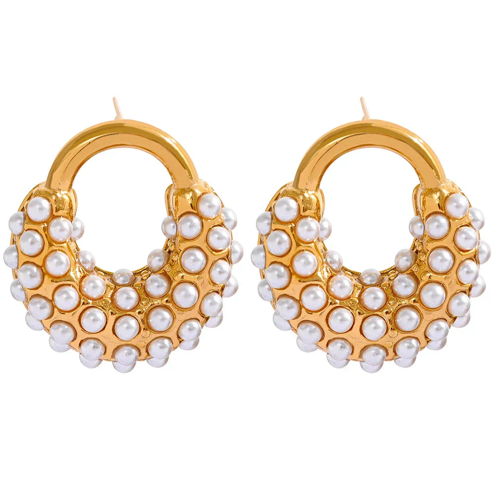 Ensemble Spike Perle: Bracelet + Boucles d'oreilles + Bague (Plaqué Or)