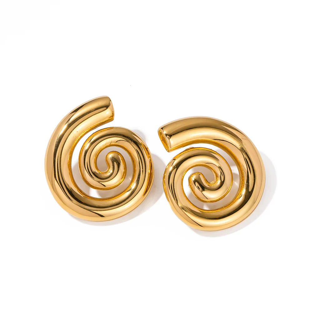 Ensemble Spirale Chunky: Collier + Boucle d'oreille (Plaqué Or)