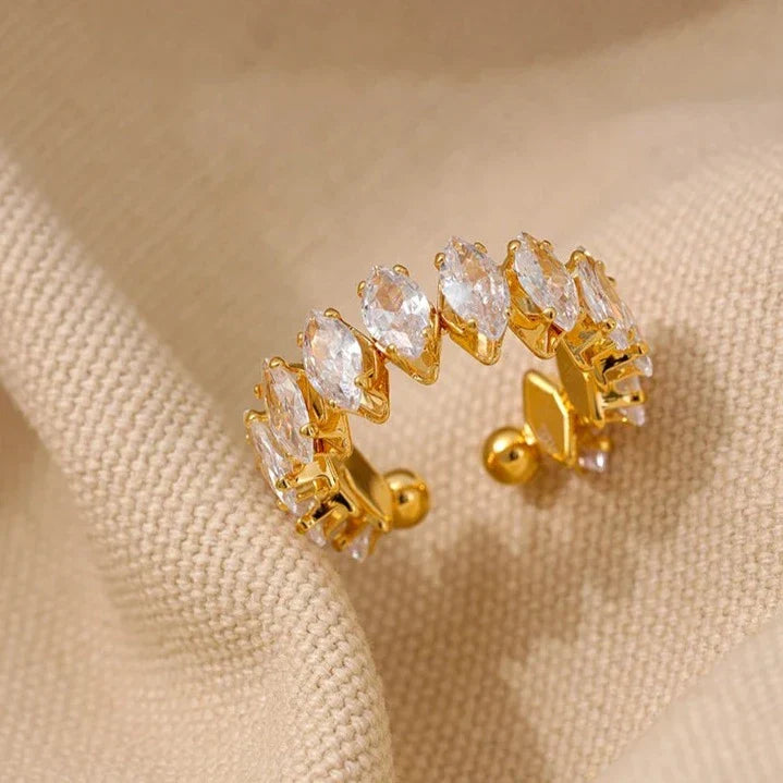 Bague Vicenza avec Couronne de Zirconium Marquise (Plaqué Or)