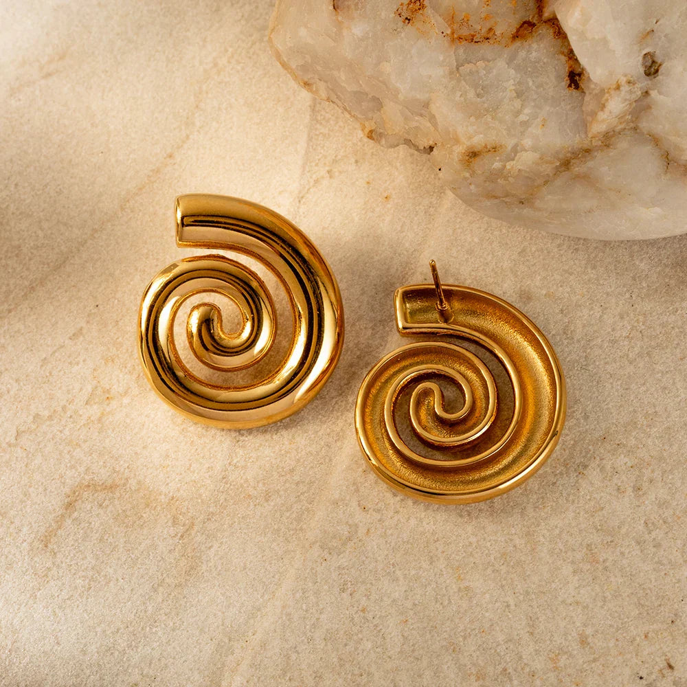 Boucles d'oreilles en spirale chunky (Plaqué Or)