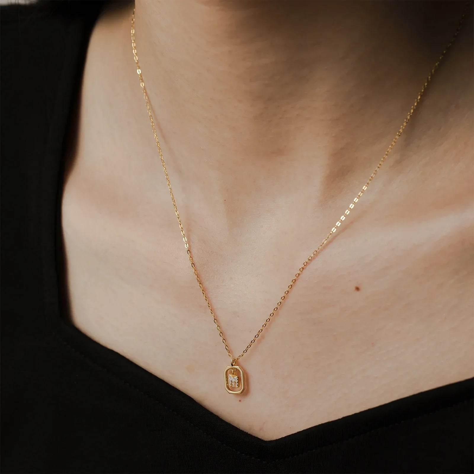 Collier Initiales avec Zirconium (Plaqué Or)