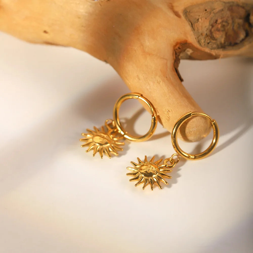 Boucles d'oreilles Soleil de Mai (Plaqué Or)