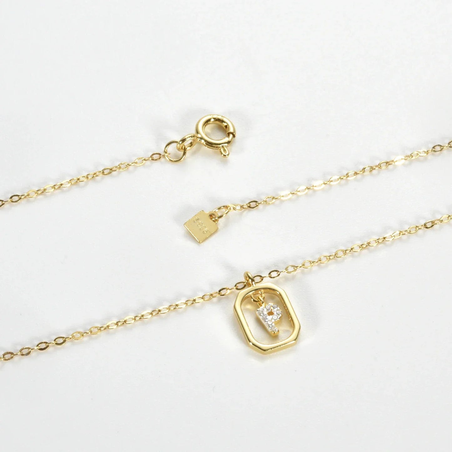 Collier Initiales avec Zirconium (Plaqué Or)