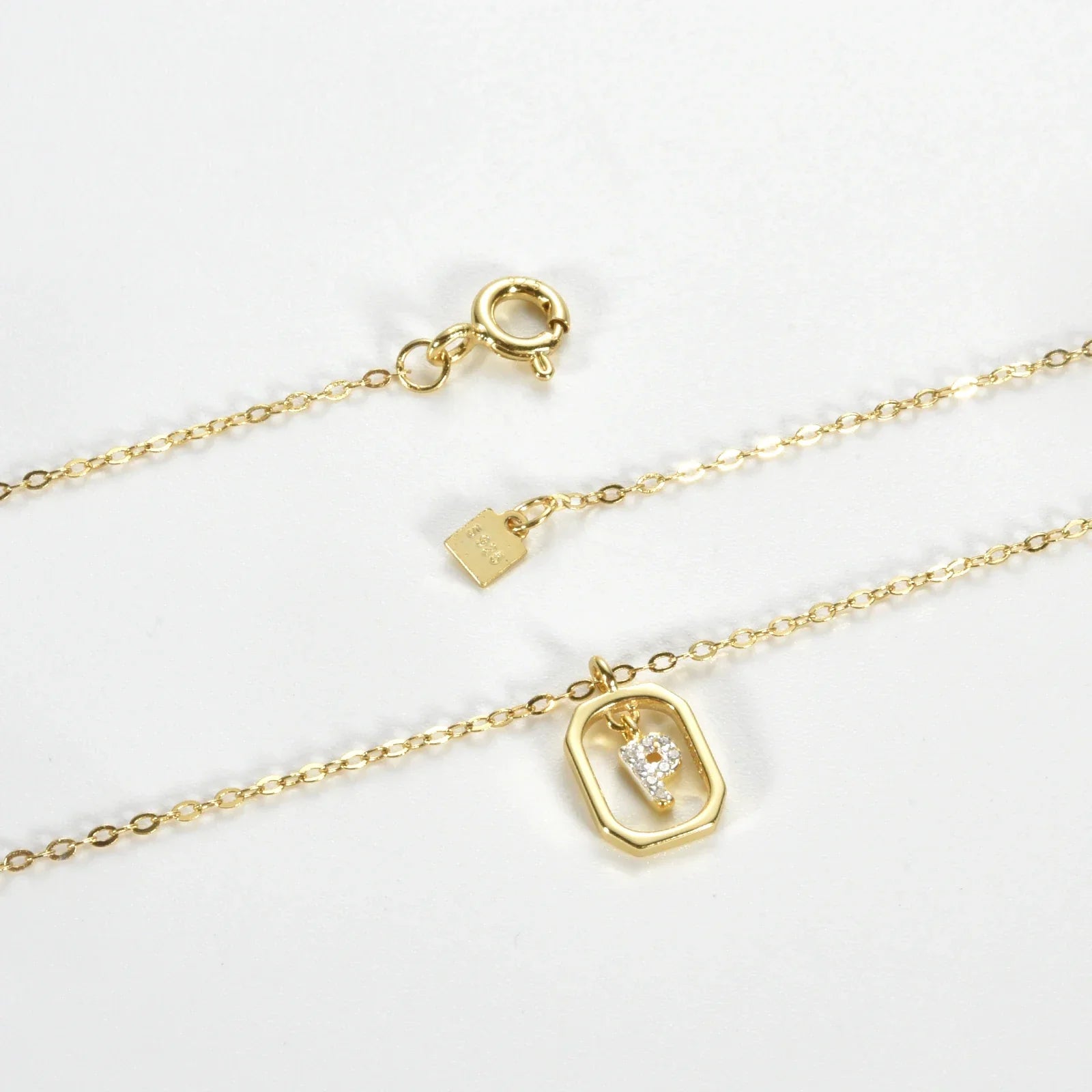 Collier Initiales avec Zirconium (Plaqué Or)