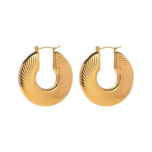 Boucles d'oreilles Créoles Plates Texturées Milazzo (Plaquées Or)