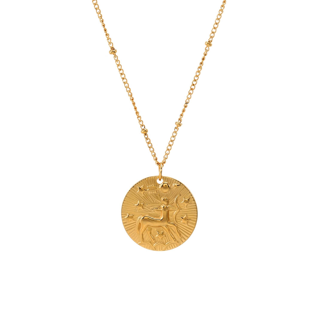 Collier du Zodiaque avec Symboles des Constellations (Plaqué Or)