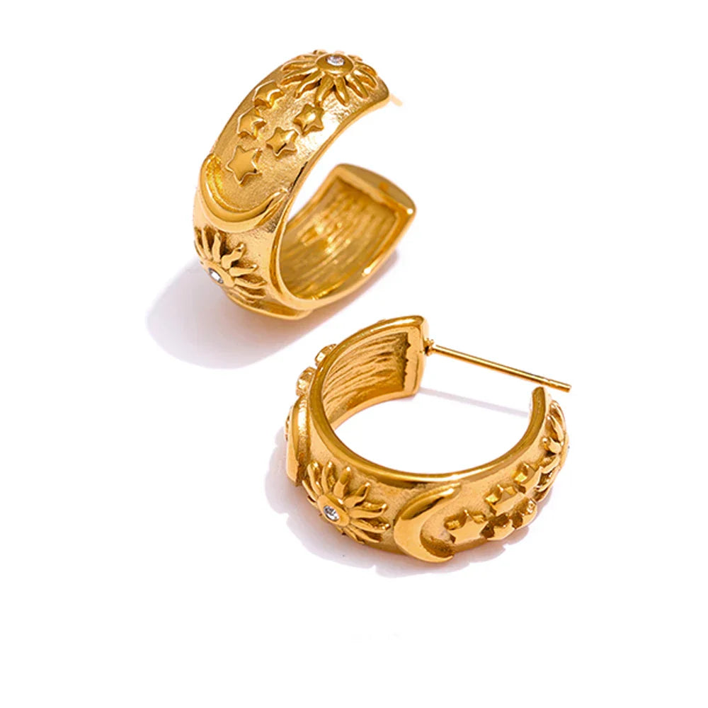 Ensemble Céleste: Bracelet + Boucle d'oreille + Bague (Plaqué Or)