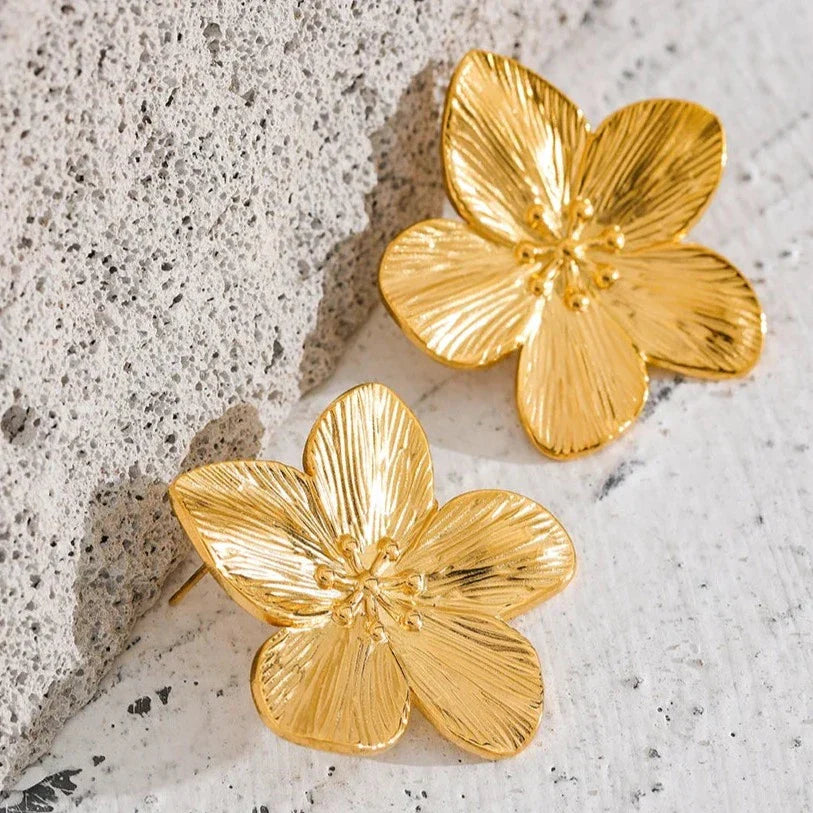 Boucles d'oreilles Fleur de Cerisier (Plaqué Or)