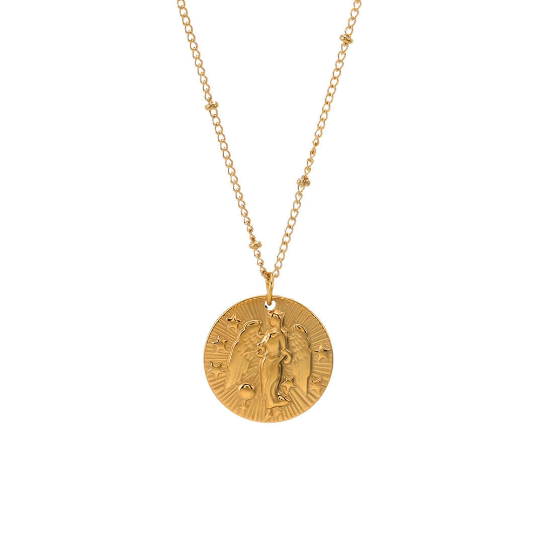 Collier du Zodiaque avec Symboles des Constellations (Plaqué Or)