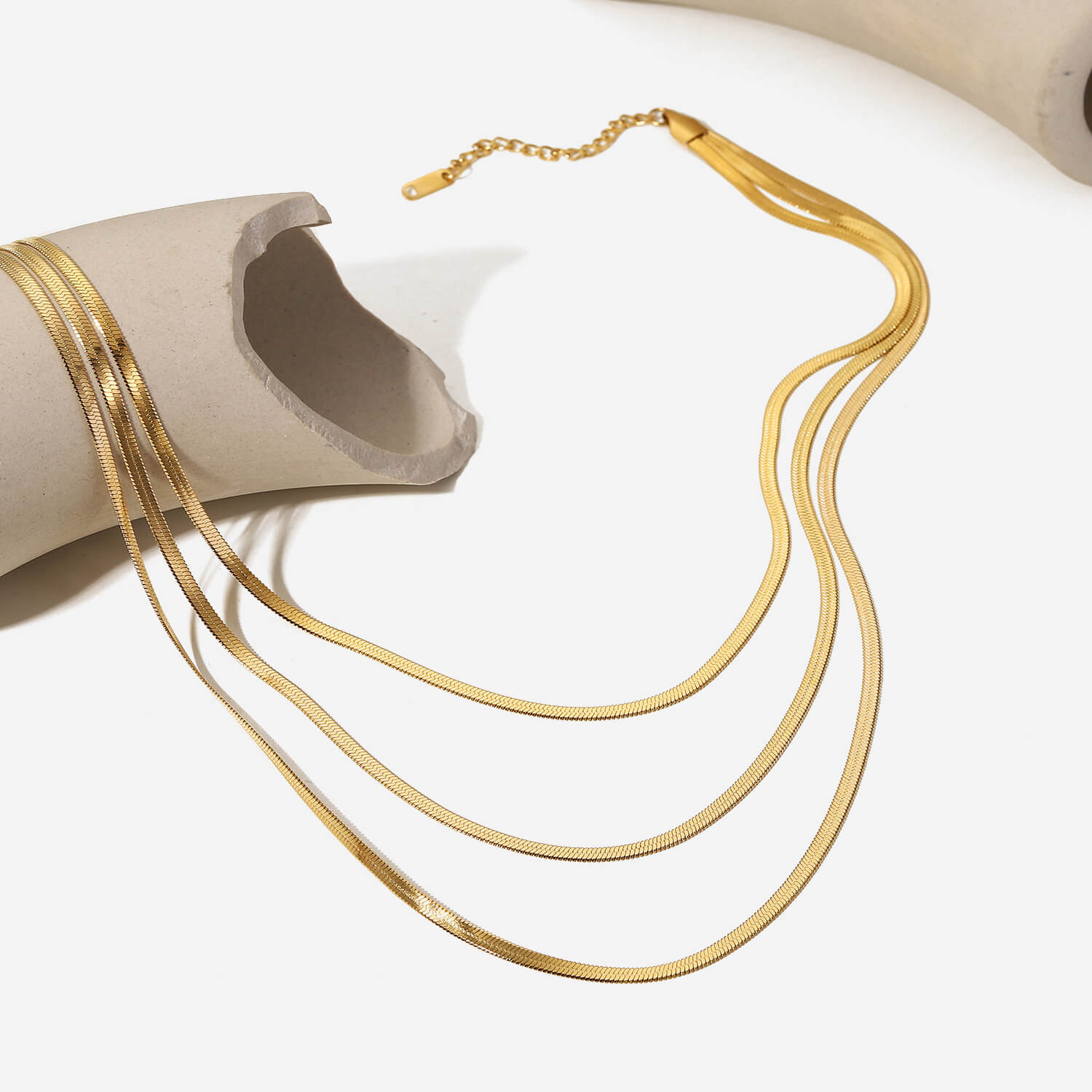 Collier en Maille à Triple Couche (Plaqué Or)