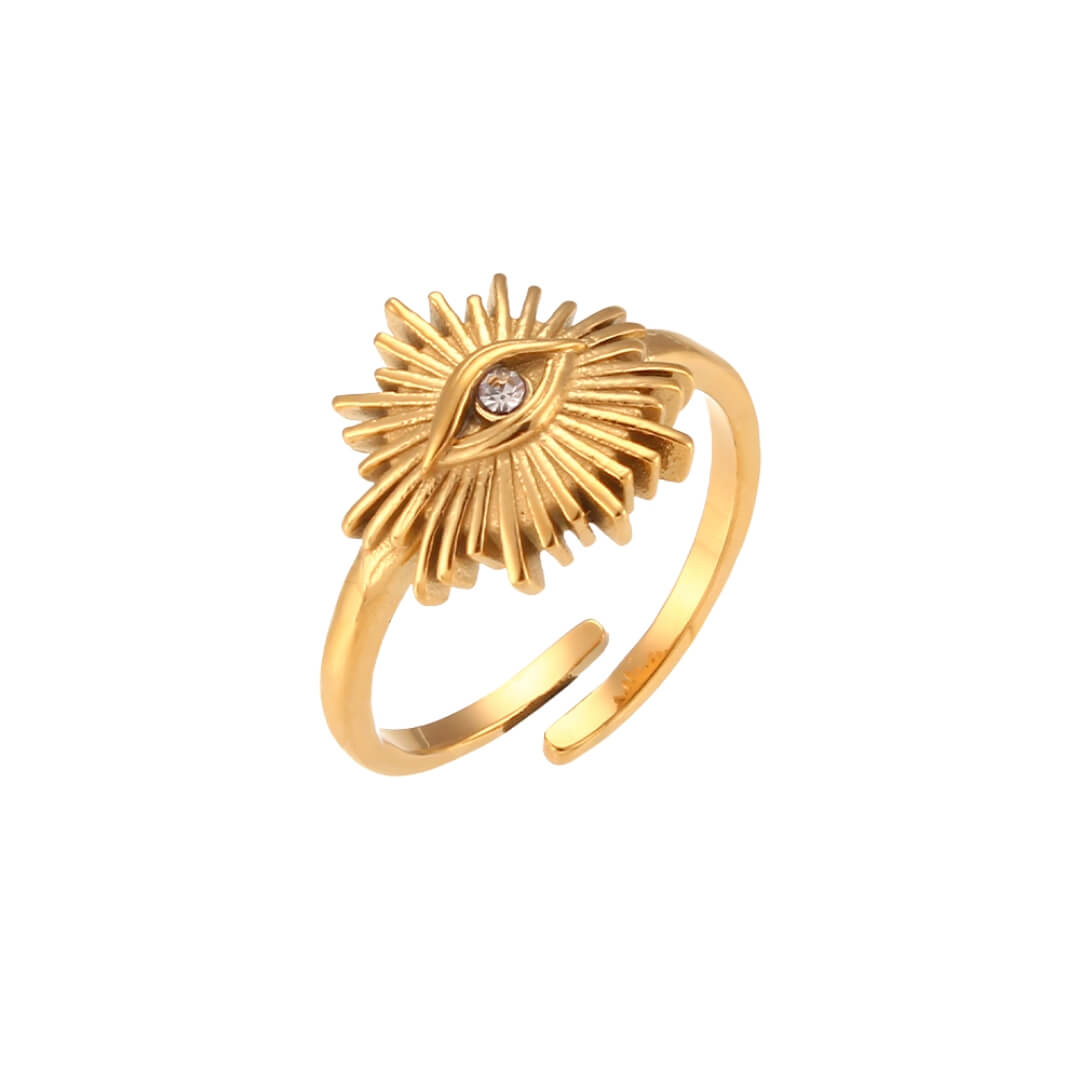 Ensemble Occhio: Collier + Bague Ajustable (Plaqué Or)