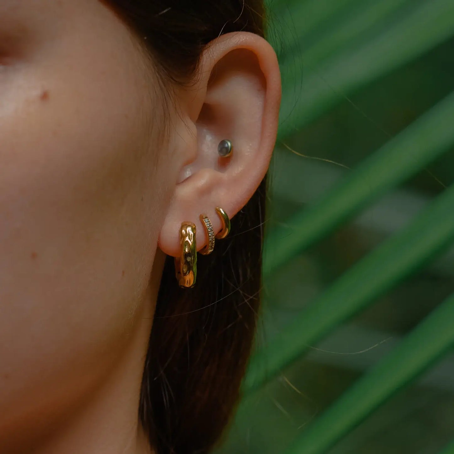 Boucle d'Oreille Créole Texturée (Plaqué Or)