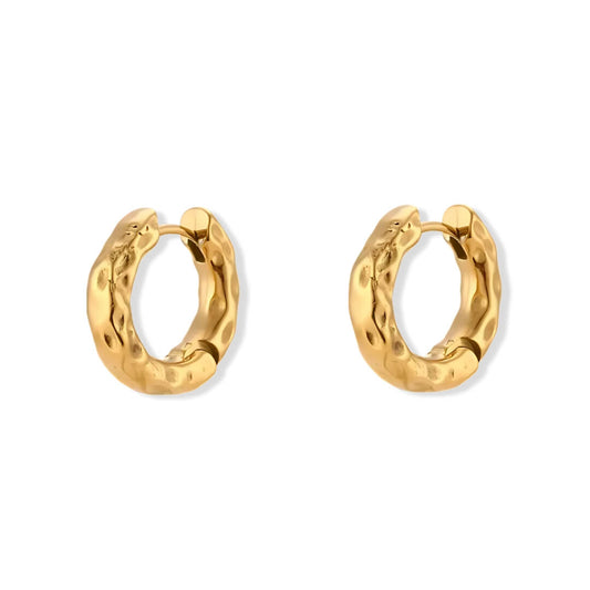 Boucles d’oreilles Créoles Martelées (Plaquées Or)