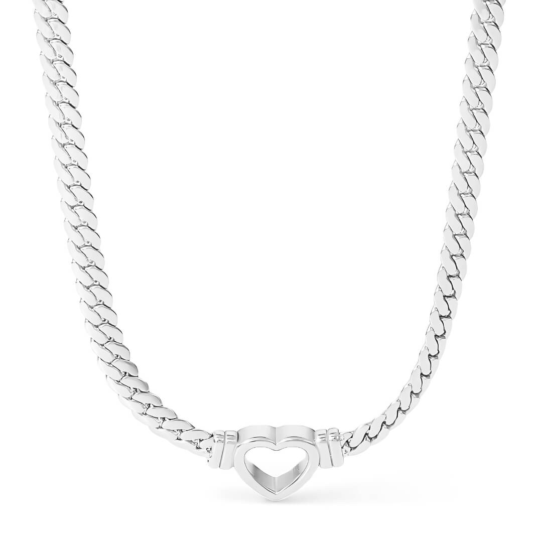 Collier Cœur avec Chaîne à Maillons Épais (Plaqué Or)