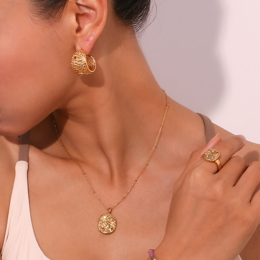 Ensemble Marseille: Collier + Bague (Plaqué Or)